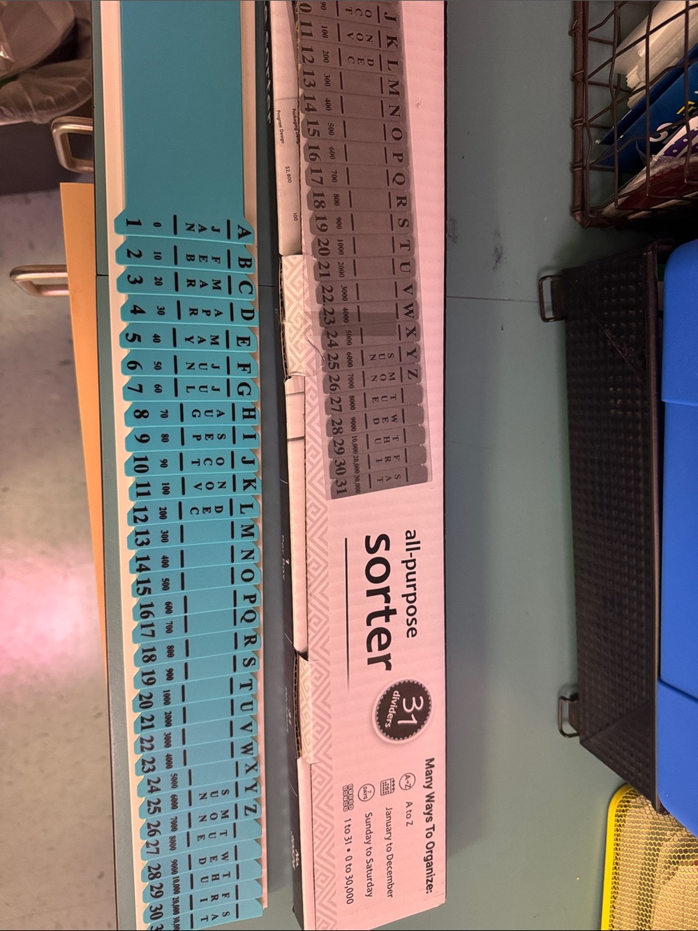 All-Purpose Sorter Panel - Teal Blue, 31 Tabs